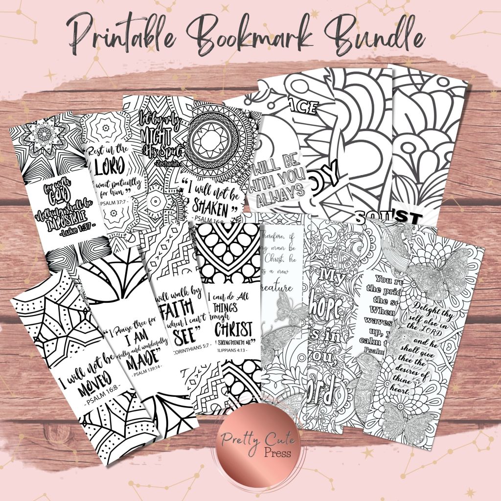 Bible Verse Colorable Bookmarks by Pretty Cute Press