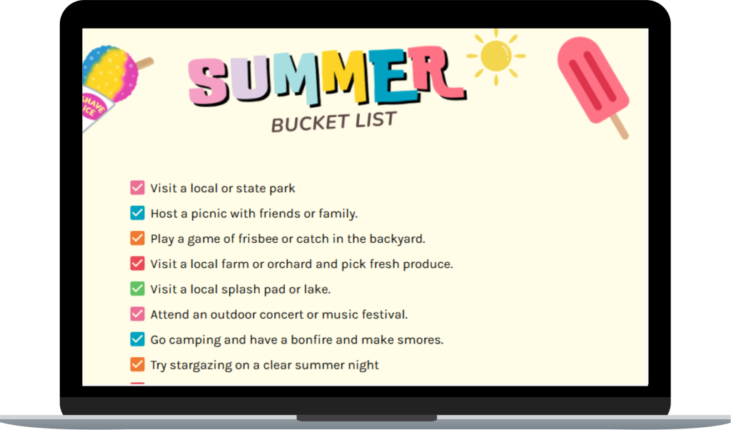 Free Summer Family Bucket List 