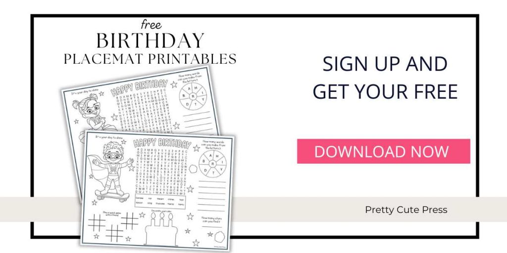 Free Colorable Birthday Placements for Kids
