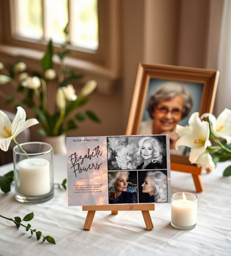 Memorial Keepsake Photo Cards Editable in Canva