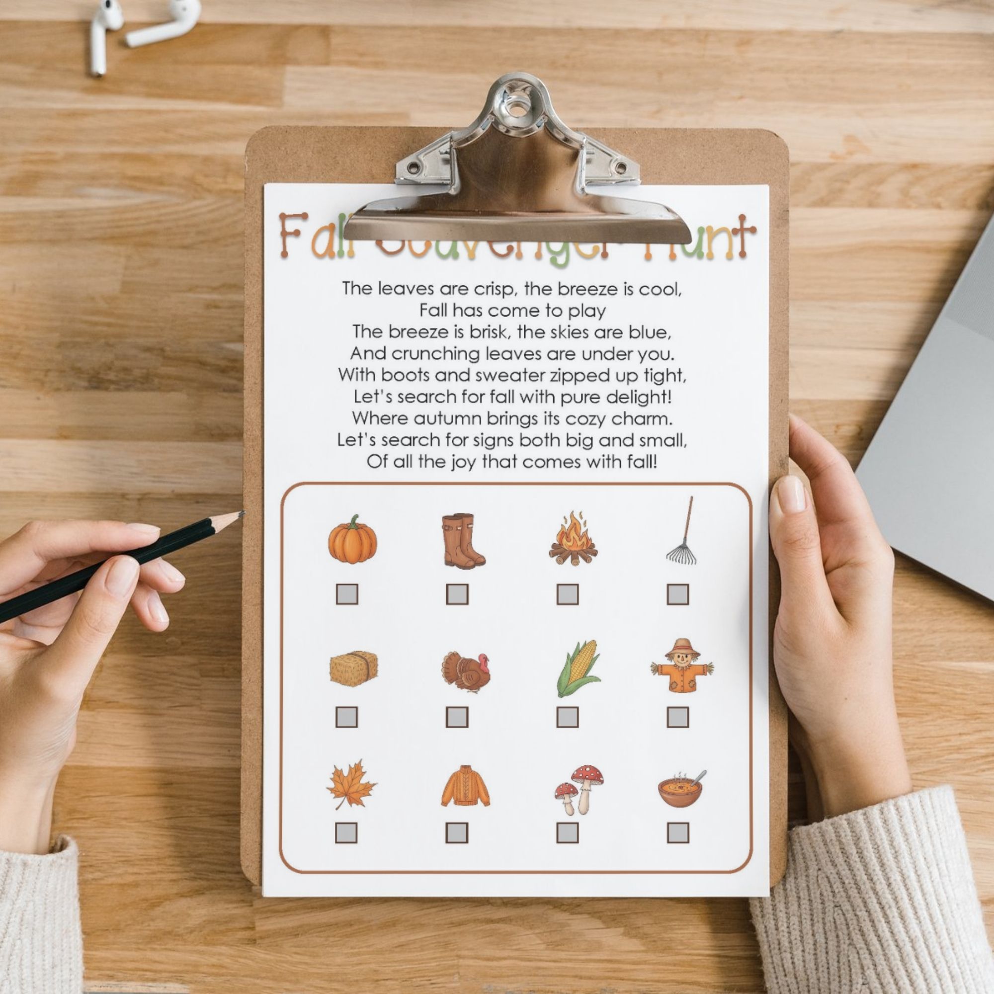 Easy fall scavenger hunt for kids