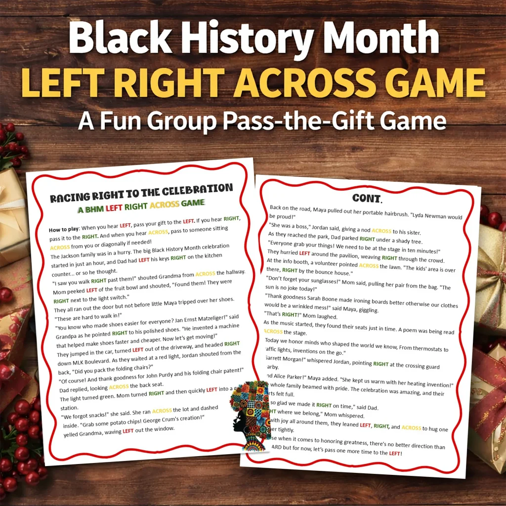 A fun black history month pass the prize left right across story game