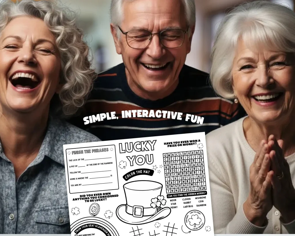 St Patrick's Day activity placemats for senior adults