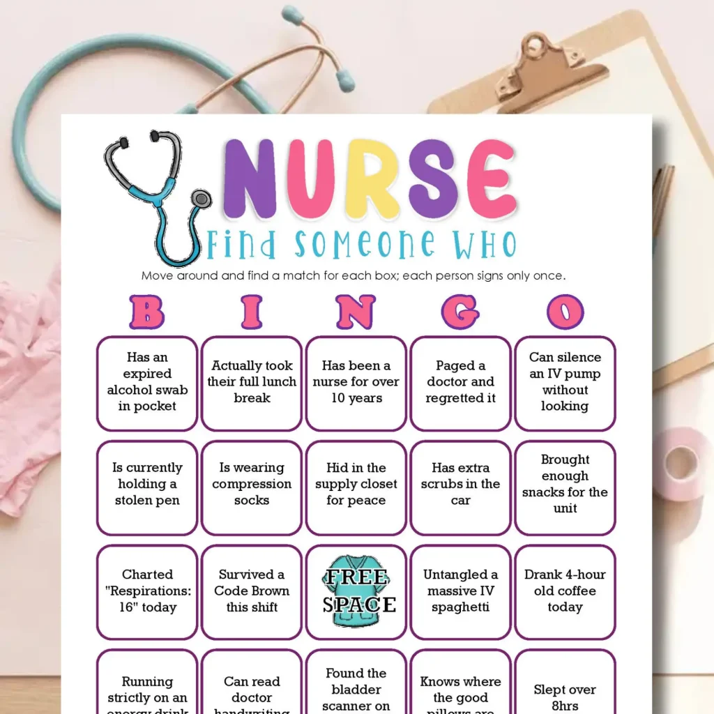 Nursing Find Someone Who Bingo Game