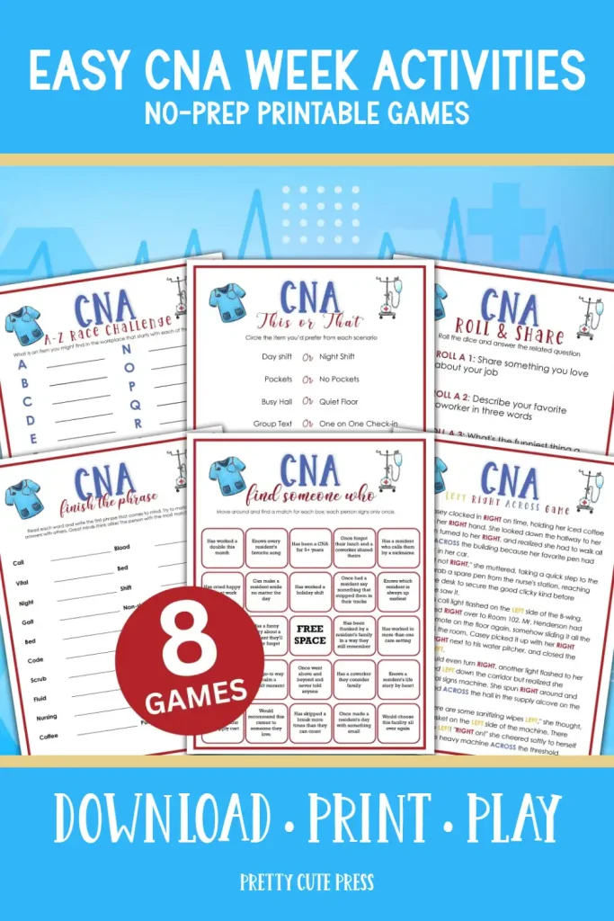 Easy CNA Week Printable Games