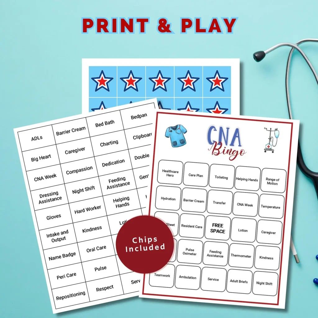 Print and Play Certified Nursing Assistant Bingo for CNA Week