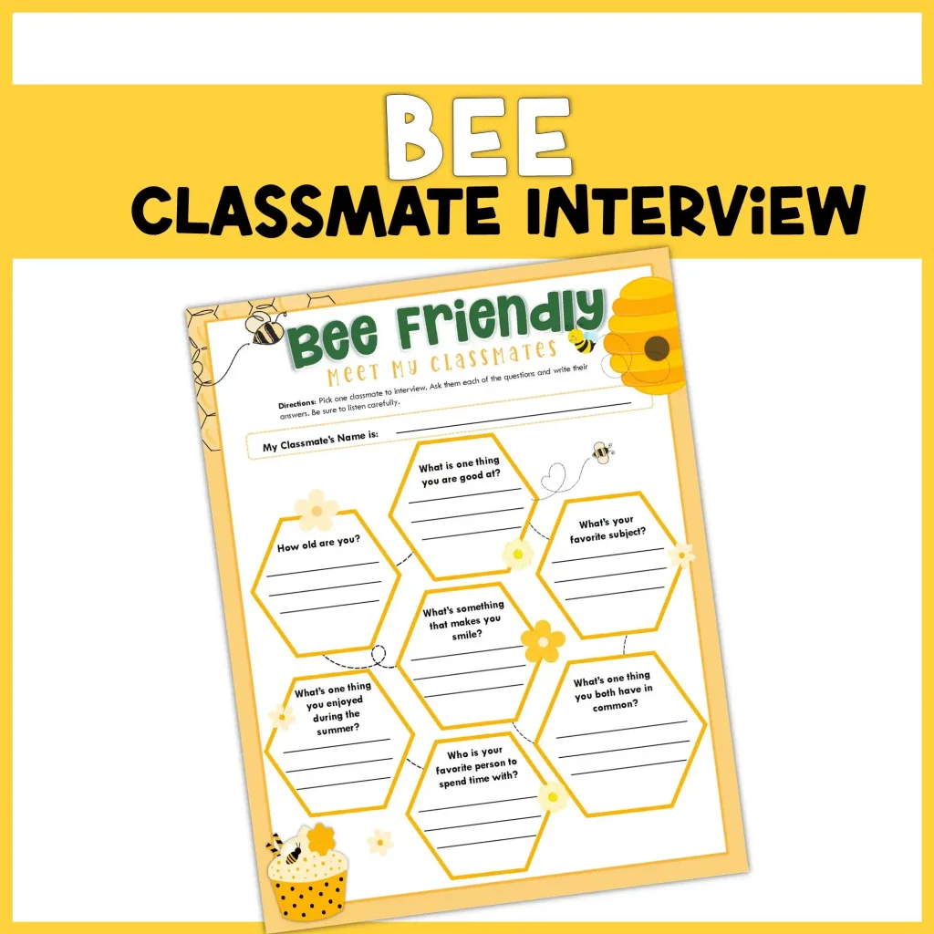 Bee Themed Back To School Icebreaker for the First Day or Week of Class