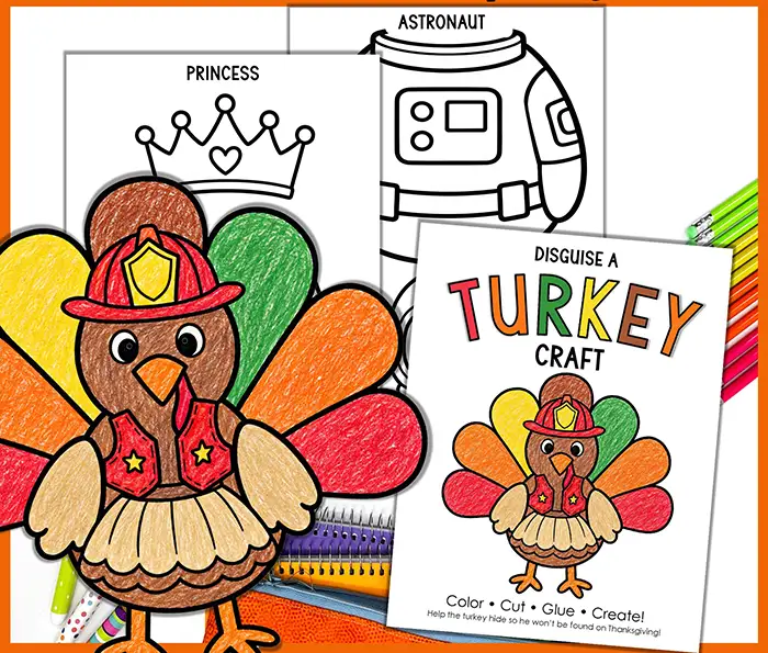 Disguise a turkey craft project for kids